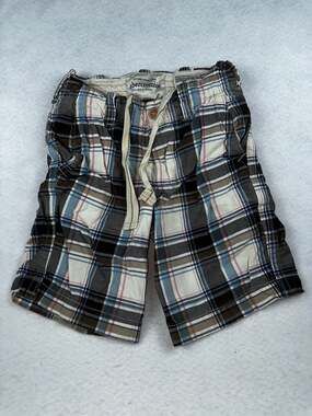 Y2K Vintage Abercrombie kids Plaid Cargo Shorts Size 10 Multicolor